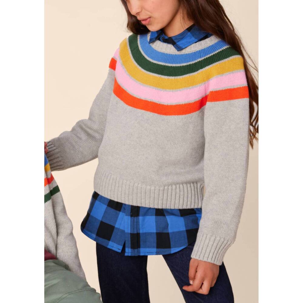 NEW TEA COLLECTION rainbow sweater in grey multi